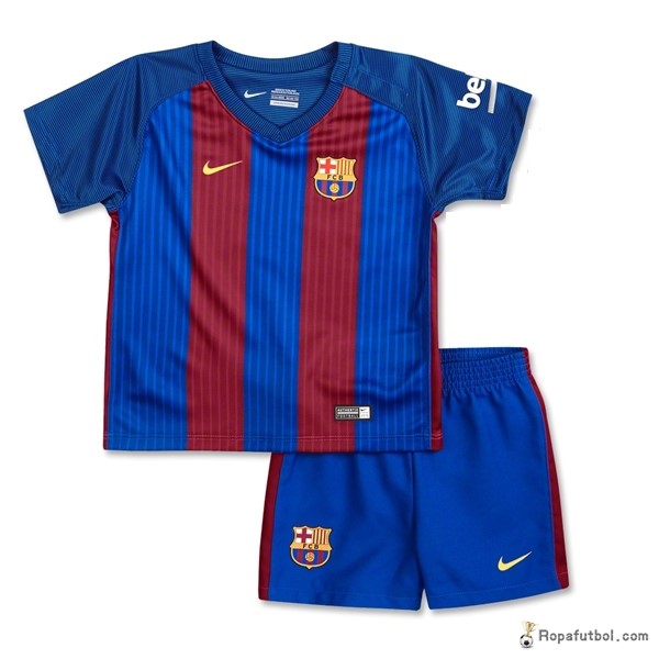 Camiseta Barcelona Replica Primera Ropa Niños 2016/17 Rojo Azul